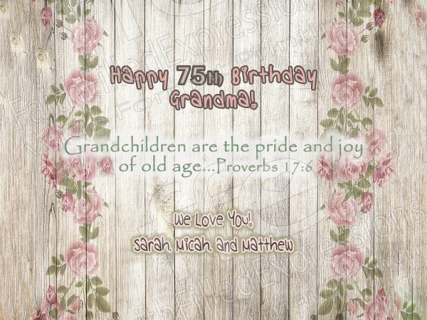 "Happy 75th Birthday Grandma" Customize Name/Years- Gallery-Wrapped Canvas Print